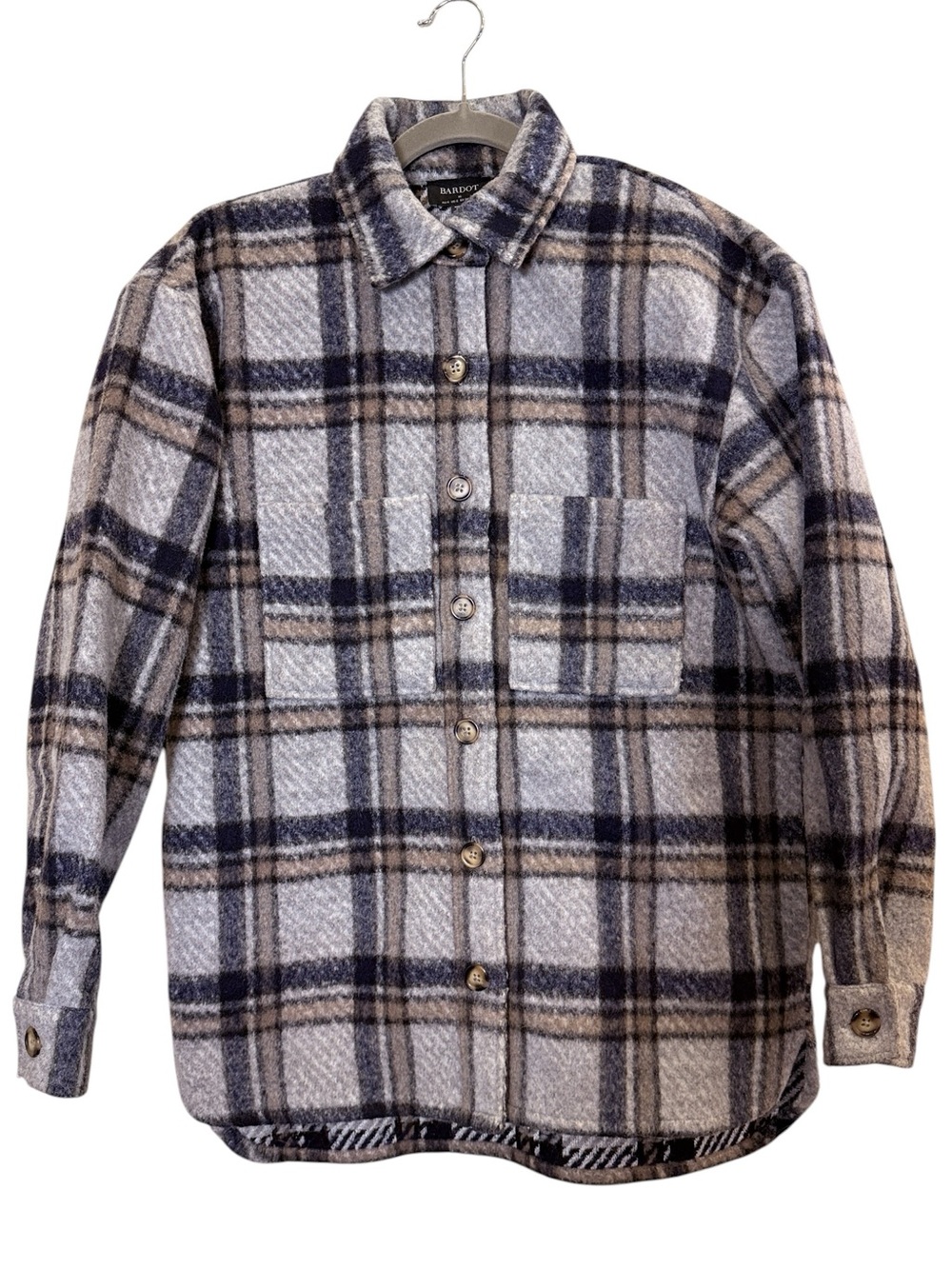 Bardot by Revolve Black and Gray Lumberjack Large Check Outdoor Shacket Sz XS